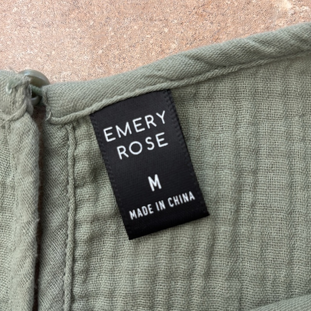 Emery Rose Sage Green 100% Cotton A-Line High-Low Seersucker Dress Size M - Picture 5 of 6